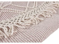Tapete tecido à mão com design étnico 140x140 cm rose Colored Macrame