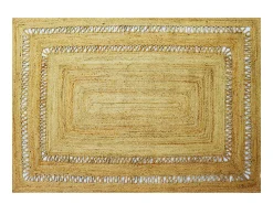 Tapete trançado perfurado 100% juta 200x290 cm cor natural - JARAVI