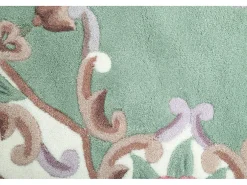 Tapete tufado à mão com borda em design Aubusson 150x150 cm verde Ming