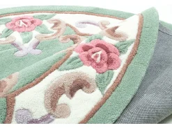Tapete tufado à mão com borda em design Aubusson 150x150 cm verde Ming