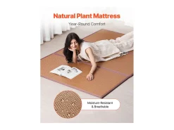 Tatame Japonês SucceBuy Tapete Tatame Japonês Dobrável 203 x 140 cm Colchão de Rattan Natural