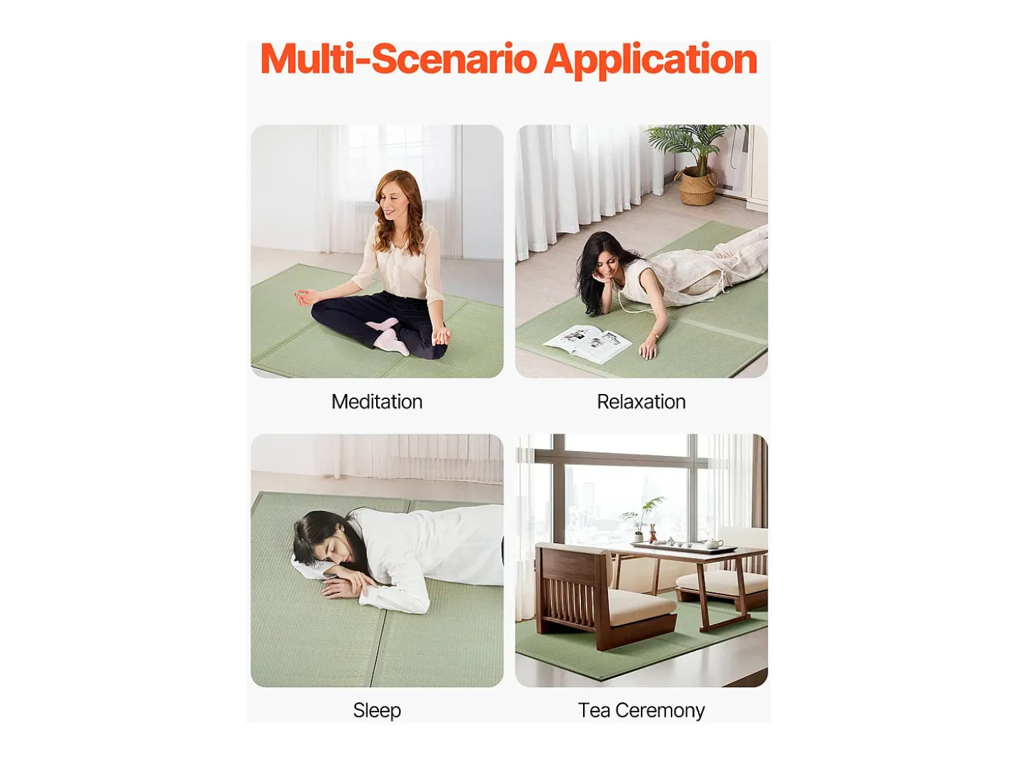 Tatame Japonês SucceBuy Tapete Tatame Japonês Dobrável Queen Size Colchão Antiderrapante de Junco