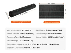 Tecido para controlo de ervas daninhas SucceBuy Tecido resistente para paisagismo 4'x250FT - Tapete para controlo de ervas daninhas em PP