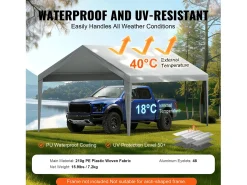 Tela de Avent SucceBuy de Reposição para Garagem Tenda, 366 x 610 cm, Cinza, Lona Resistente para Abrigo de Garagem, Impermeável e com Proteção UV