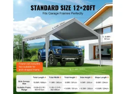 Tela de Avent SucceBuy de Reposição para Garagem Tenda, 366 x 610 cm, Cinza, Lona Resistente para Abrigo de Garagem, Impermeável e com Proteção UV