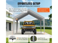 Tela de Avent SucceBuy de Reposição para Garagem Tenda, 366 x 610 cm, Cinza, Lona Resistente para Abrigo de Garagem, Impermeável e com Proteção UV