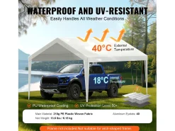 Tela de Avent SucceBuy de Reposição para Garagem Tenda, 305 x 610 cm, Branco, Lona Resistente para Abrigo de Garagem, Impermeável e com Proteção UV