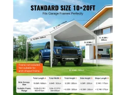 Tela de Avent SucceBuy de Reposição para Garagem Tenda, 305 x 610 cm, Branco, Lona Resistente para Abrigo de Garagem, Impermeável e com Proteção UV