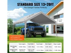 Tela de Avent SucceBuy de Reposição para Garagem Tenda, 396 x 610 cm, Cinza, Lona Resistente para Abrigo de Garagem, Impermeável e com Proteção UV