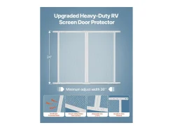 Tela Mosquiteira para Porta SucceBuy para Autocaravana 66.04 x 60.96 cm, Fácil de Instalar, Rede de Proteção para Animais em Liga de Alumínio Resistente, Branco
