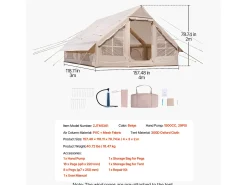 Tenda de Acampamento SucceBuy, Inflável de Glamping para 5 a 8 Pessoas com Bomba, para Qualquer Aventura de Campismo