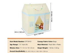 Tenda de Brincar para Crianças SucceBuy, 1 a 5 Anos, com Tapete e Candeeiro