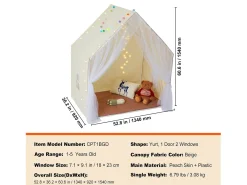 Tenda de Brincar para Crianças SucceBuy, 1 a 5 Anos, Yurt, com Tapete e Candeeiro