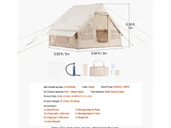 Tenda de Campismo Inflável Glamping SucceBuy para 3 a 5 Pessoas com Bomba Manual