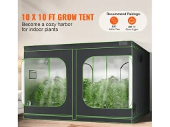 Tenda de Cultivo SucceBuy Tenda de Cultivo, 305 x 305 x 203 cm, Cultivo Hidropónico Interior, Janela, Porta, Tabuleiro