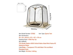 Tenda de Esporte SucceBuy Transparente 127 x 127 cm Tenda Bolha Pop Up para 1 Pessoa, Abrigo Externo com Vista Desobstruída, com Tapete de Chão, Cobertura Superior