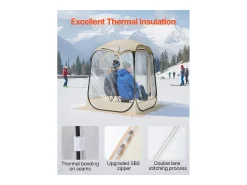 Tenda de Esporte SucceBuy Transparente 127 x 127 cm Tenda Bolha Pop Up para 1 Pessoa, Abrigo Externo com Vista Desobstruída, com Tapete de Chão, Cobertura Superior