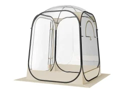 Tenda de Esporte SucceBuy Transparente 127 x 127 cm Tenda Bolha Pop Up para 1 Pessoa, Abrigo Externo com Vista Desobstruída, com Tapete de Chão, Cobertura Superior