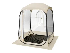 Tenda de Esporte SucceBuy Transparente 127 x 127 cm Tenda Bolha Pop Up para 1 Pessoa, Abrigo Externo com Vista Desobstruída, com Tapete de Chão, Cobertura Superior
