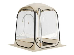 Tenda de Esporte SucceBuy Transparente 127 x 127 cm Tenda Bolha Pop Up para 1 Pessoa, Abrigo Externo com Vista Desobstruída, com Tapete de Chão, Cobertura Superior
