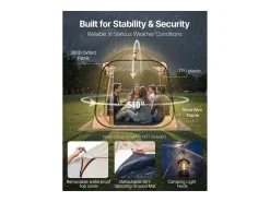 Tenda de Esporte Transparente SucceBuy 183 x 183 cm Tenda Bolha Pop Up para 2-4 Pessoas, Abrigo Externo Vista Desobstruída, com Tapete de Chão, Cobertura Superior