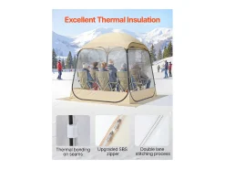 Tenda de Esporte Transparente SucceBuy 183 x 183 cm Tenda Bolha Pop Up para 2-4 Pessoas, Abrigo Externo Vista Desobstruída, com Tapete de Chão, Cobertura Superior