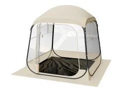 Tenda de Esporte Transparente SucceBuy 183 x 183 cm Tenda Bolha Pop Up para 2-4 Pessoas, Abrigo Externo Vista Desobstruída, com Tapete de Chão, Cobertura Superior