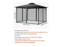 Tenda de Jardim SucceBuy Rede Mosquiteira para Gazebo de Jardim 304,8 x 396,2 x 207,3 cm, Somente Rede