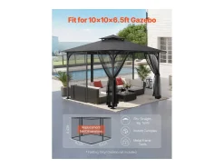 Tenda de Jardim SucceBuy Mosquiteiro para gazebo 305 x 305 x 198 cm, fecho duplo, cortina contra insetos para jardim e pátio, apenas mosquiteiro