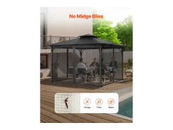 Tenda de Jardim SucceBuy Mosquiteiro para Gazebo 305 x 305 x 204 cm, Rede de Rede para Gazebo Exterior, Cortina de Insetos para Jardim e Pátio, Só a Rede