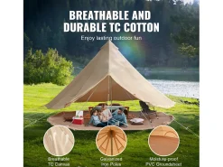 Tenda de Tela em Forma de Campânula SucceBuy, 4 Estações 6 m para Acampamento Familiar com Buraco para Fogão