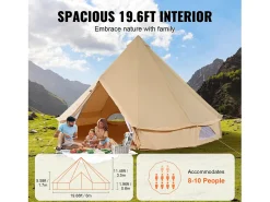 Tenda de Tela em Forma de Campânula SucceBuy, 4 Estações 6 m para Acampamento Familiar com Buraco para Fogão