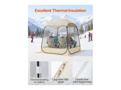 Tenda Esportiva Transparente SucceBuy 160 x 160 cm Tenda de Bolha Pop Up para 2-4 Pessoas, Abrigo Externo com Vista Desimpedida, com Tapete de Chão