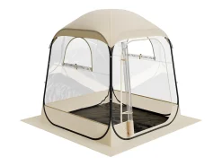 Tenda Esportiva Transparente SucceBuy 160 x 160 cm Tenda de Bolha Pop Up para 2-4 Pessoas, Abrigo Externo com Vista Desimpedida, com Tapete de Chão