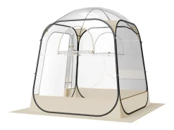 Tenda Esportiva Transparente SucceBuy 160 x 160 cm Tenda de Bolha Pop Up para 2-4 Pessoas, Abrigo Externo com Vista Desimpedida, com Tapete de Chão