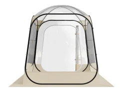 Tenda Esportiva Transparente SucceBuy 160 x 160 cm Tenda de Bolha Pop Up para 2-4 Pessoas, Abrigo Externo com Vista Desimpedida, com Tapete de Chão