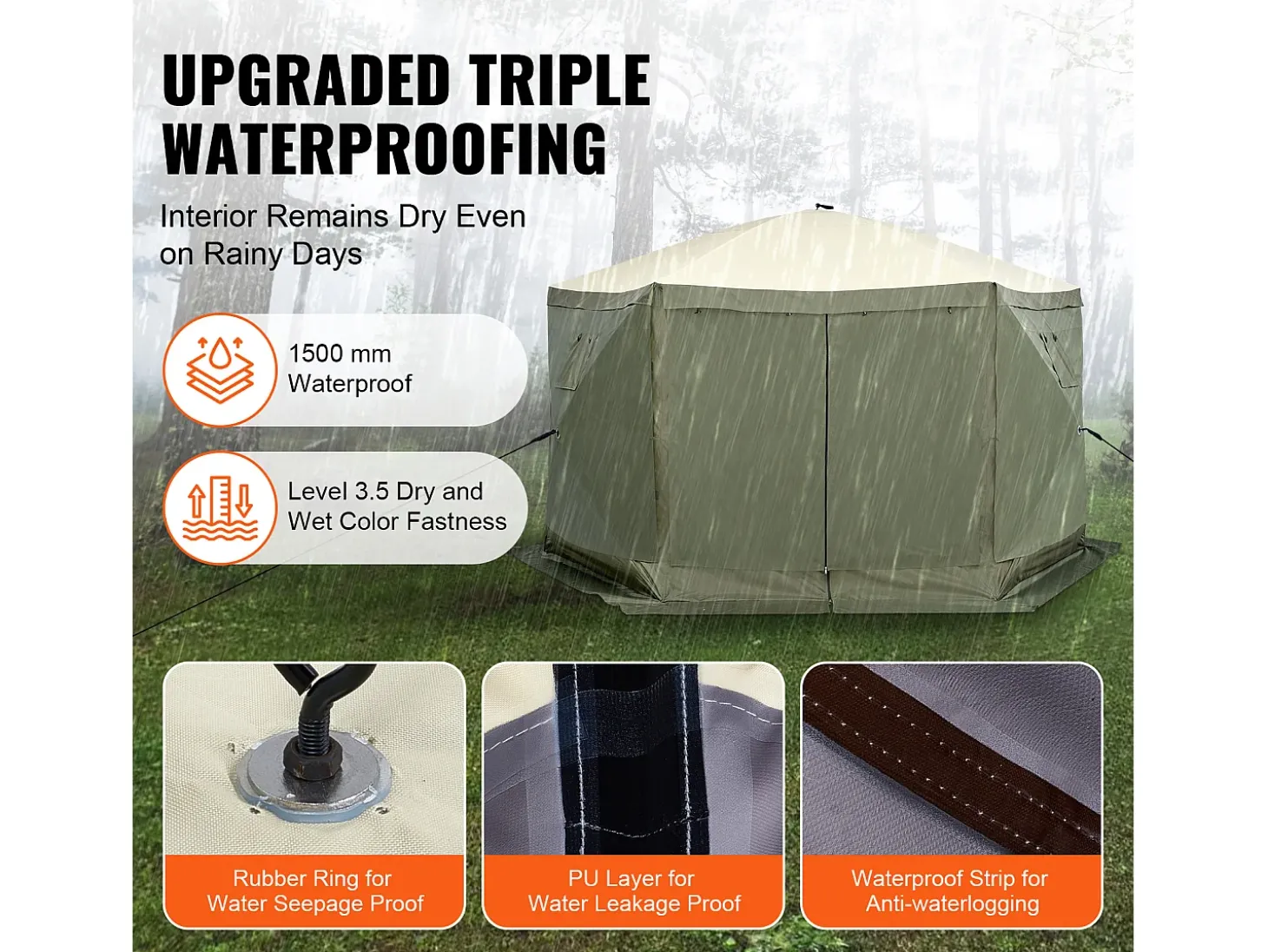 Tenda Gazebo Pop-Up de 6 Lados SucceBuy, Proteção Solar, Verde
