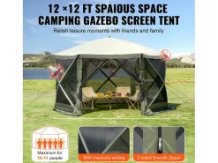 Tenda Gazebo Pop-Up de 6 Lados SucceBuy, Proteção Solar, Verde