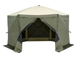 Tenda Gazebo Pop-Up de 6 Lados SucceBuy, Proteção Solar, Verde