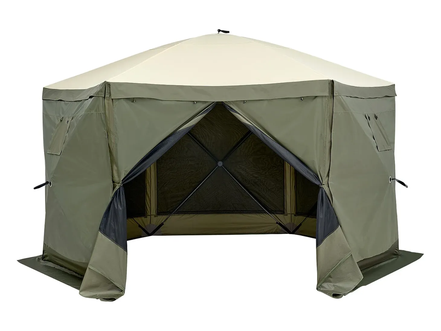 Tenda Gazebo Pop-Up de 6 Lados SucceBuy, Proteção Solar, Verde