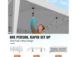 Tenda Pop-up SucceBuy Gazebo Toldo Abrigo Solar, 5,9 x 2,96 m, com Paredes Paterais