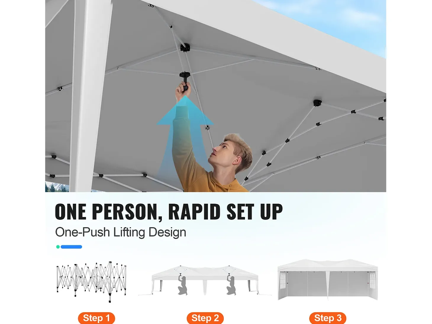 Tenda Pop-up SucceBuy Gazebo Toldo Abrigo Solar, 5,9 x 2,96 m, com Paredes Paterais