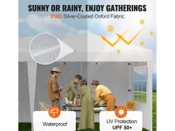 Tenda Pop-up SucceBuy Gazebo Toldo Abrigo Solar, 5,9 x 2,96 m, com Paredes Paterais