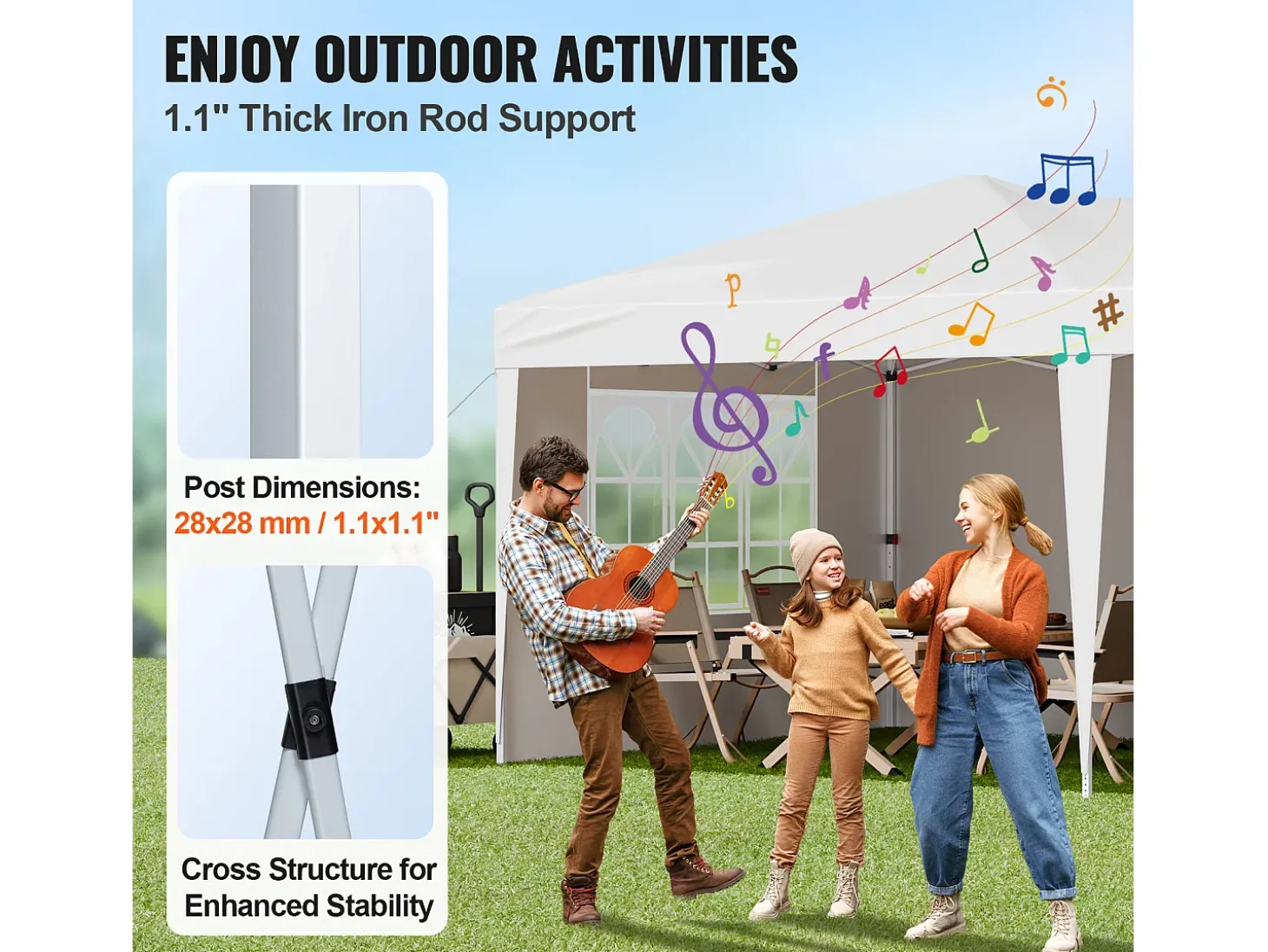 Tenda Pop-up SucceBuy Gazebo Toldo Abrigo Solar, 5,9 x 2,96 m, com Paredes Paterais