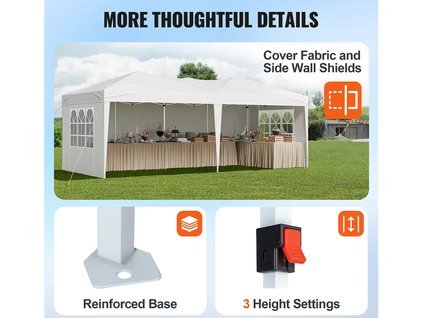 Tenda Pop-up SucceBuy Gazebo Toldo Abrigo Solar, 5,9 x 2,96 m, com Paredes Paterais