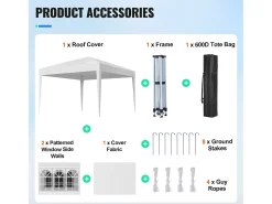 Tenda Pop-up SucceBuy Gazebo Toldo Abrigo Solar, 2,95 x 2,95 m, com Paredes Laterais