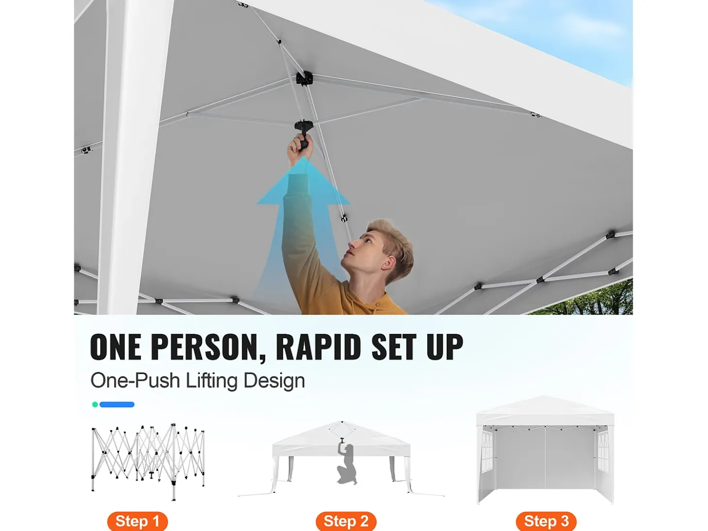Tenda Pop-up SucceBuy Gazebo Toldo Abrigo Solar, 2,95 x 2,95 m, com Paredes Laterais