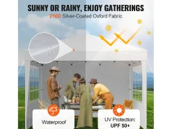 Tenda Pop-up SucceBuy Gazebo Toldo Abrigo Solar, 2,95 x 2,95 m, com Paredes Laterais