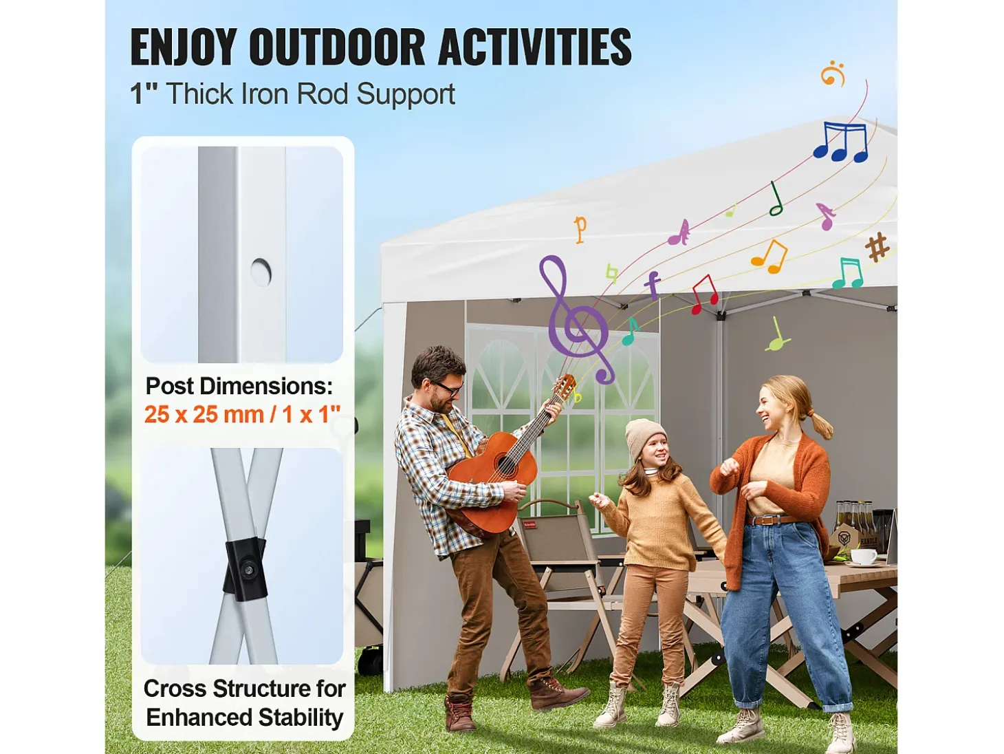 Tenda Pop-up SucceBuy Gazebo Toldo Abrigo Solar, 2,95 x 2,95 m, com Paredes Laterais