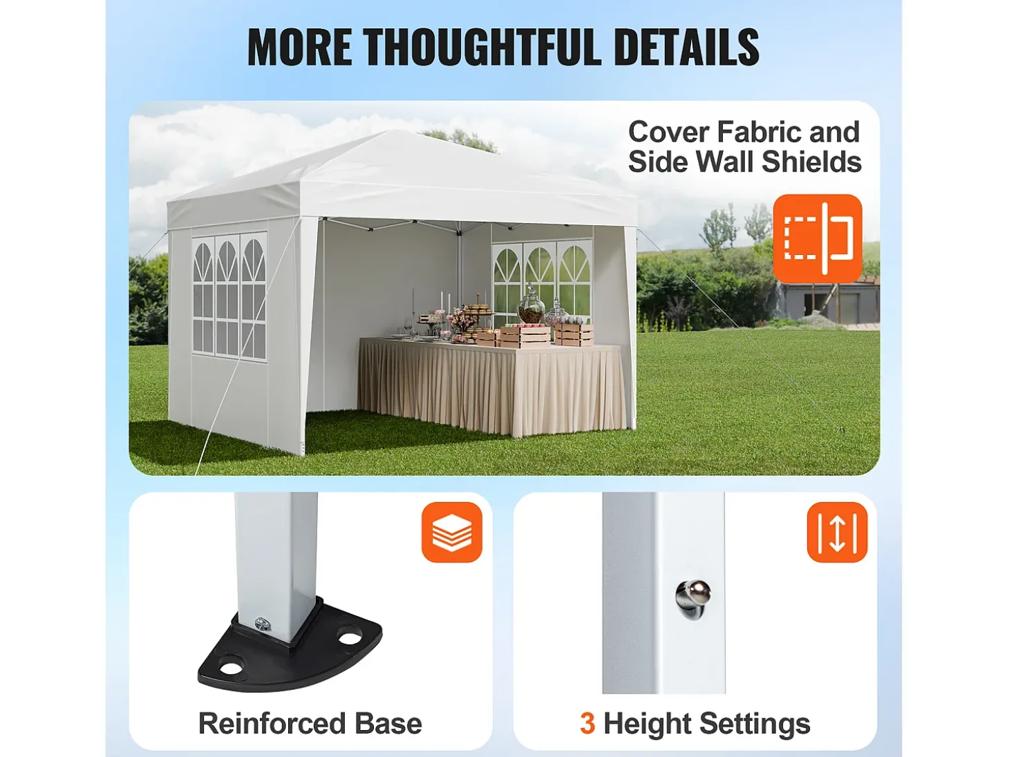 Tenda Pop-up SucceBuy Gazebo Toldo Abrigo Solar, 2,95 x 2,95 m, com Paredes Laterais